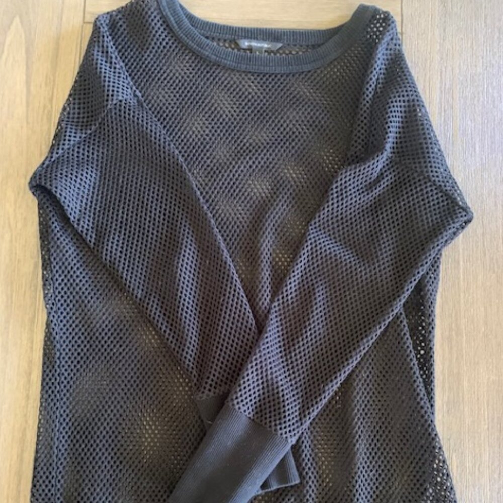 Banana Republic Fishnet Black Long Sleeve Top Size L